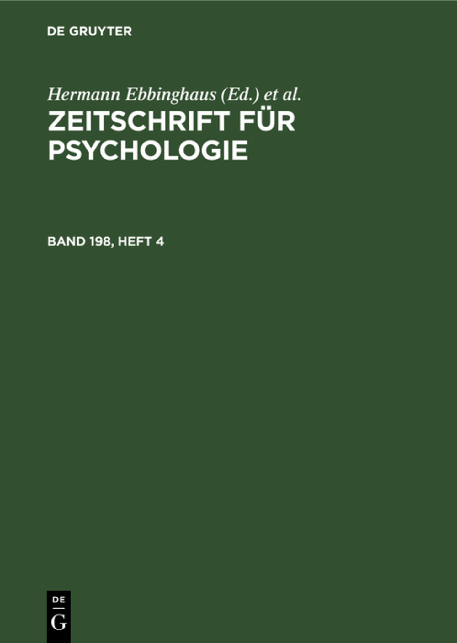 Zeitschrift für Psychologie. Band 198, Heft 4